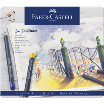 Карандаши цветные Faber-Castell Goldfaber 24цв., круглые,метал.короб,114724