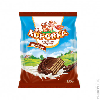 Конфеты шоколадные Коровка вафельные вкус шоколад, 250г Конфеты шоколадные Коровка вафельные вкус шоколад, 250г