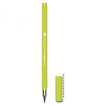 Ручка шариковая BRAUBERG SOFT TOUCH STICK 'NEON', СИНЯЯ, мягкое покрытие, корпус ассорти, узел 0,7 мм, 143697