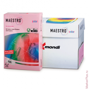 Бумага MAESTRO color А4, 80 г/м2, 500 л., пастель розовая PI25
