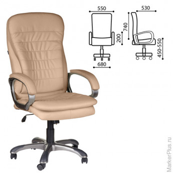 Кресло офисное BRABIX "Omega EX-589", экокожа, песочное, 531402