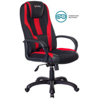 Кресло игровое Бюрократ VIKING-9/BL+RED, PL, ткань/экокожа черный/красный, топ-ган (до 180кг)