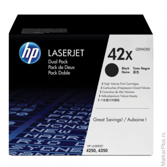 Картридж лазерный HP (Q5942XD) LaserJet 4250/4350 и другие, №42X, комплект 2 шт., оригинальный, ресу