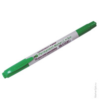 Маркер перманентный двусторонний зеленый, пулевидный, 4мм/2мм 5 шт/в уп