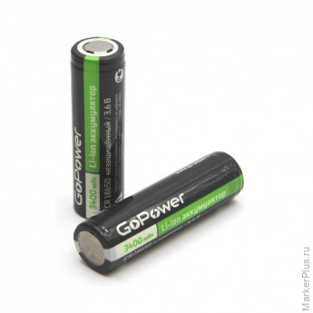 Аккумулятор Li-ion GoPower 18650 PC1 3.6V 3400mAh без защ плос/кон
