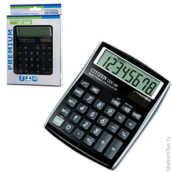 Калькулятор CITIZEN настольный CDC-80BKWB, 8 разрядов, двойное питание, 135x108 мм, черный