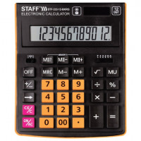 Калькулятор STAFF 'PLUS' настольный STF-333-BKRG, 12 разрядов, 200x154 мм, ЧЕРНО-ОРАНЖЕВЫЙ, 250460