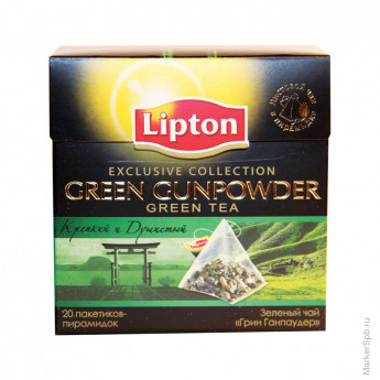 Чай Lipton Green Gunpowder, зеленый, 20*1,8г, пирам.пак