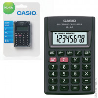 Калькулятор карманный CASIO HL-4A-S, КОМПАКТНЫЙ (87х56х8,6 мм), 8 разрядов, питание от батареи, черный, HL-4A-S-EP