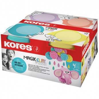 Тесто для лепки Kores MAGIK CLAY PASTEL 40г х 4 пастельн. цвета в наб 34242