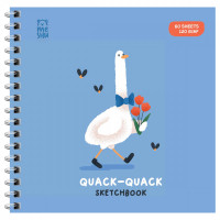 Скетчбук 60л., 150*150 MESHU "Quack-Quack", на гребне, выб. лак, soft-touch, 120г/м2