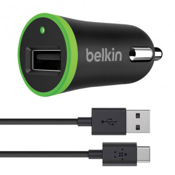 Зарядное устройство автомобильное BELKIN Universal, кабель Type-C 1.8 м, вых.ток 2.1A, F7U002bt06-BLK
