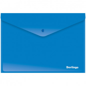 Папка-конверт на кнопке Berlingo, А4, 180мкм, непрозрачная, синяя, 10 шт/в уп