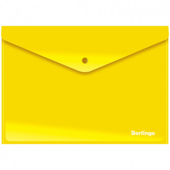 Папка-конверт на кнопке Berlingo, А4, 180мкм, непрозрачная, желтая, 10 шт/в уп