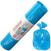 Мешки для мусора 120 л синие в рулоне 50 шт., ПНД 18 мкм, 70х110 см, LAIMA стандарт, 601797, комплект 50 шт
