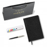 Ручка шариковая PARKER 'Jotter Plastic CT', корпус черный, ежедневник А5 черный, золотой срез, пакет, 880894