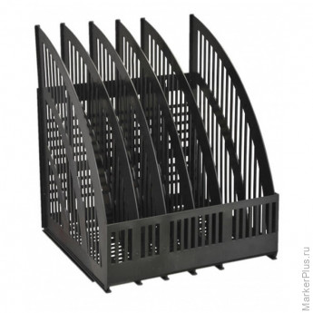 Лоток для бумаг вертикальный Стамм "Line", сборный, 5 отделений, черный