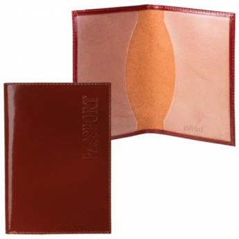 Обложка для паспорта BEFLER "Classic", натуральная кожа, тиснение "Passport", коньяк, O.1.-1