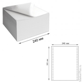 Бумага самокопирующая с перфорацией белая, 240х305 мм (12'), 2-х слойная, 900 комплектов, белизна 90%, DRESCHER, 110756
