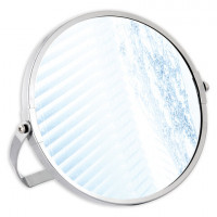 Зеркало настольное BRABIX, круглое, диметр 17см, двустороннее, с увеличением, рамка нержававеющая сталь, 607421