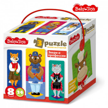 Пазлы тройные 24 эл Baby Toys "Звери и профессии"