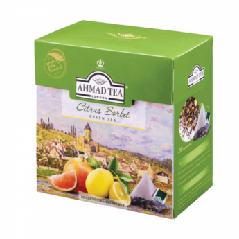 Чай AHMAD (Ахмад) "Citrus Sorbet", зеленый, вкус цитрусового сорбета, 20 пирамидок по 1,8 г, 1239