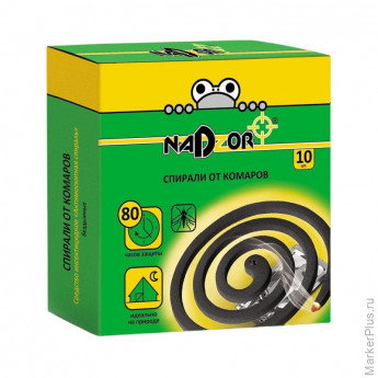 Средство от насекомых Nadzor спирали от комаров, черные, 10 шт/уп, комплект 10 шт