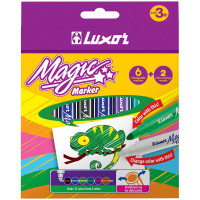Фломастеры меняющие цвет Luxor 'Magic', 06цв+2, 8шт., картон, европодвес, комплект 8 шт