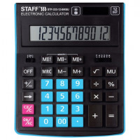 Калькулятор STAFF 'PLUS' настольный STF-333-BKBU, 12 разрядов, 200x154 мм, ЧЕРНО-СИНИЙ, 250461