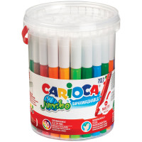 Фломастеры Carioca "Jumbo", 50шт., 36цв., утолщенные, смываемые, банка с ручкой, комплект 50 шт