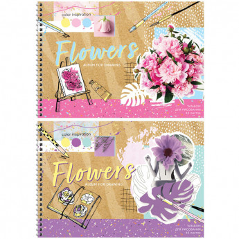 Альбом для рисования 40л., А4, на гребне ArtSpace 'Цветы. Craft flowers', эконом