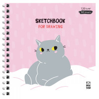 Скетчбук 60л., 150*150 MESHU "Серый комочек", на гребне, выб. лак, soft-touch, 120г/м2 Скетчбук 60л., 150*150 MESHU "Серый комочек", на гребне, выб. лак, soft-touch, 120г/м2