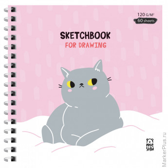 Скетчбук 60л., 150*150 MESHU "Серый комочек", на гребне, выб. лак, soft-touch, 120г/м2 Скетчбук 60л., 150*150 MESHU "Серый комочек", на гребне, выб. лак, soft-touch, 120г/м2