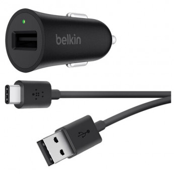 Зарядное устройство автомобильное BELKIN, кабель Type-C 1,2 м, серое, F7U032bt04-BLK