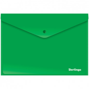 Папка-конверт на кнопке Berlingo, А4, 180мкм, непрозрачная, зеленая, 10 шт/в уп