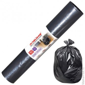 Мешки для мусора 160 л черные в рулоне 10 шт. особо прочные, ПВД 100 мкм, 90х110 см, LAIMA, 601798, комплект 10 шт