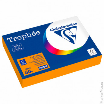 Бумага цветная CLAIREFONTAINE, А4, 80 г/м2, 500 л., неон, оранжевый, 2978C, 2978PC Бумага цветная CLAIREFONTAINE, А4, 80 г/м2, 500 л., неон, оранжевый, 2978C, 2978PC