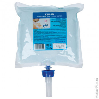 Картридж с жидким мылом-гелем для тела и волос одноразовый (Система S2), 0,475 л, KEMAN, 100026-0475