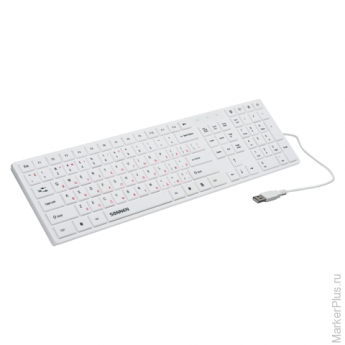 Клавиатура проводная SONNEN KB-M560, USB, мультимедийная, 5 дополнительных кнопок, белая, 511281