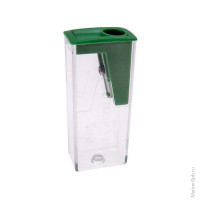 Точилка пластиковая 1 отверстие, контейнер, зеленая, 5 шт/в уп