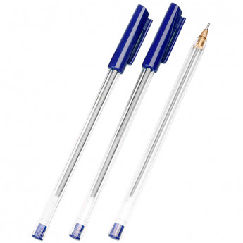 Ручка шариковая Стамм 'РШ 800' синяя, 0,7мм, прозрачный корпус, 50 шт/в уп