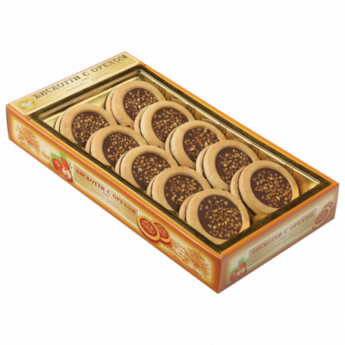 Печенье БИСКОТТИ с орехами, глазированное, сдобное, 245 г, картонная коробка
