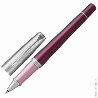 Ручка-роллер PARKER "Urban Premium Dark Purple CT", корпус темно-пурпурный, анодированный алюминий, хром, 1931570, черная