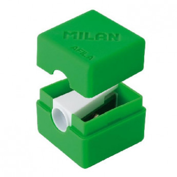 Точилка Milan CUBIC с контейнером, 1 отверстие, цвет в ассорти.