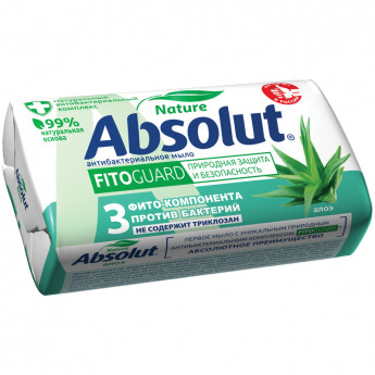 Мыло туалетное Absolut 'Алоэ', антибактериальное, бумажная обертка, 90г