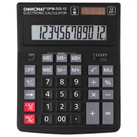 Калькулятор ОФИСМАГ настольный OFM-333, 12 разрядов, двойное питание, ЧЕРНЫЙ, 200x154 мм, 250462