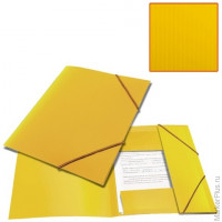Папка на резинках BRAUBERG 'Contract', желтая, до 300 листов, 0,5 мм, бизнес-класс, 221800