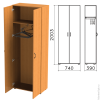 Шкаф для одежды 'Фея', 740х390х2000 мм, цвет орех милан, ШФ17.5