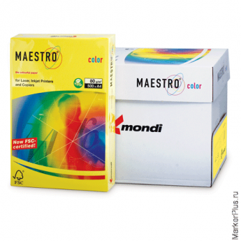 Бумага MAESTRO color А4, 80 г/м2, 500 л., умеренно-интенсивная (тренд), лимонно-желтая ZG34