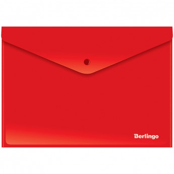 Папка-конверт на кнопке Berlingo, А4, 180мкм, непрозрачная, красная, 10 шт/в уп